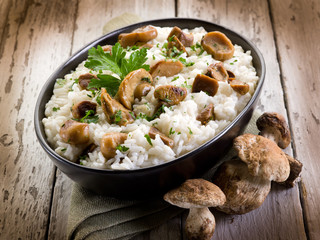 risotto with cep edible mushrooms