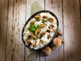 risotto with cep edible mushrooms