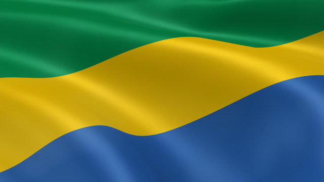 Gabonese flag in the wind. Part of a series.