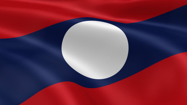 Laotian flag in the wind. Part of a series.