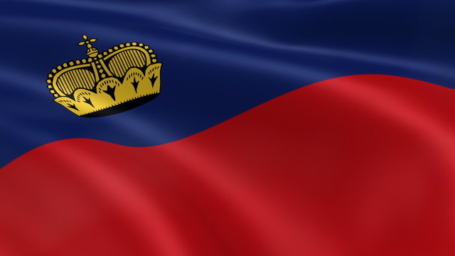 Liechtensteiner flag in the wind. Part of a series.