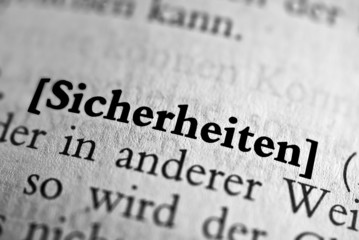 Sicherheiten - Gesetz - schwarz wei&szlig; Text