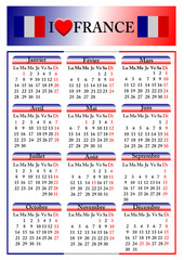 Calendrier 2013 français avec jours fériés, vecteur