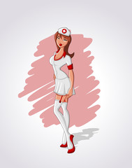 Beautiful sexy redhead cartoon nurse