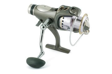 Spinning reel isolated on white background