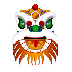 Fototapeta premium Chinese Lion Dance Head Illustration
