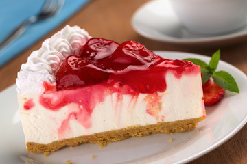 Fresh strawberry cheesecake (Selective Focus)