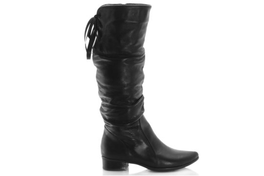 Female leather boot with low heel