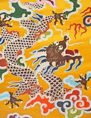 Chinese dragon, a fragment of Chinese silk textiles