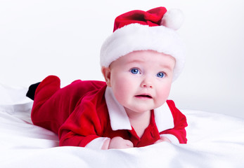 Adorable little santa baby