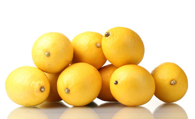 ripe lemons isolated on white