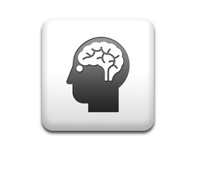 Boton cuadrado blanco cabeza con cerebro