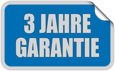 Sticker blau eckig curl oben 3 JAHRE GARANTIE
