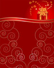 Valentine's day - red background with gift box