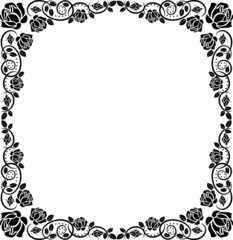 silhouette border with roses decoration
