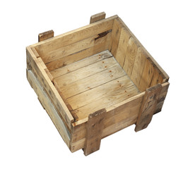 Old wooden box isolated on white background