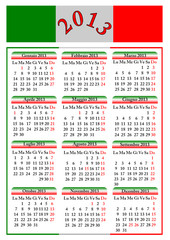 Calendario 2013 italiano (vettoriale)