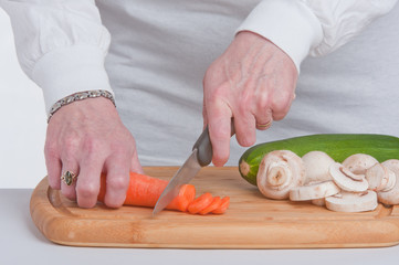 Slicing Carrots.