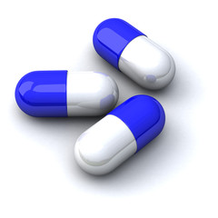 Blue and white pills 3d