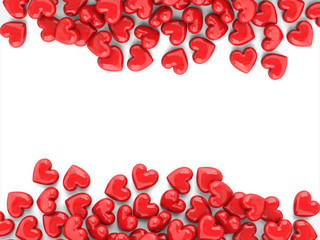 Valentines background with red shiny hearts