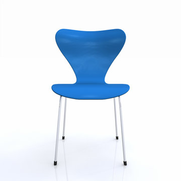 3D Designer Stuhl silber blau
