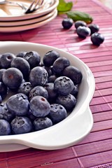Blueberries in a white dish