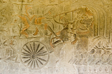 Ancient Bas Relief of Vishnu conquering the demons