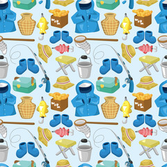 cartoon Fishing seamless pattern
