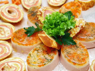salmon paté and salmon in crepes