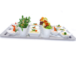 mixed appetizers and salads