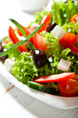 Mediterranean-style salad with feta cheese and olives