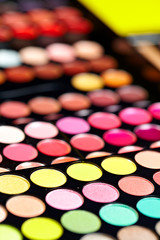 Close up of colorful eyeshadows