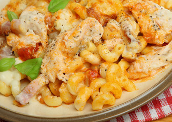Baked Pasta Gratin with Chicken & Bacon