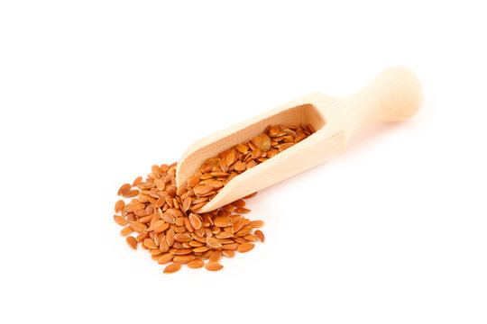 Linseed on wooden spoon