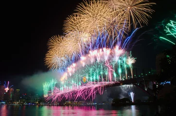 Poster Vuurwerk op oudejaarsavond in Sydney Harbour © Anthony Ngo