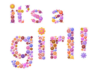 Button birth announcment for girls