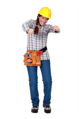 Woman pretending to drive