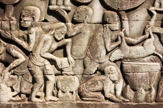 Ancient Khmer cooking scene