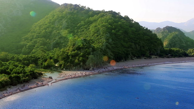 mediterranean beach from high angle Olympos, Antalya, Turkey