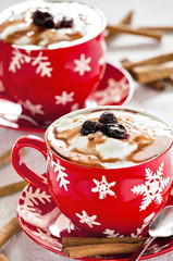 Yogurt In A Christmas Cup With Cinnamon