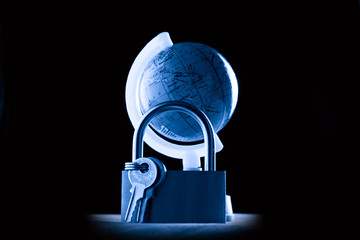 Globe and the keylock in blue