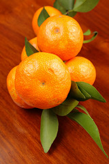 mandarin on wooden background