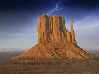 Storm approaching Monument Valley