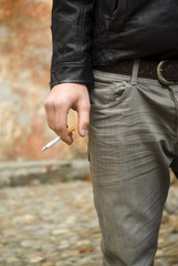 Teenage boy smoking