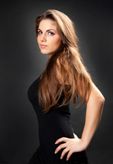 Naklejka premium portrait of pretty young woman in fur