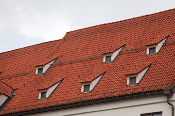 Red tile roof in Munich, Germany