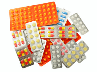 Multicolored medicine pills
