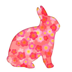 Spring Cherry Flowers Blossom Bunny Rabbit Illustration