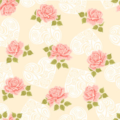 Seamless wallpaper pattern with roses