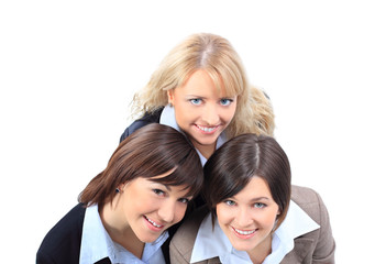 Top view of happy smiling business women